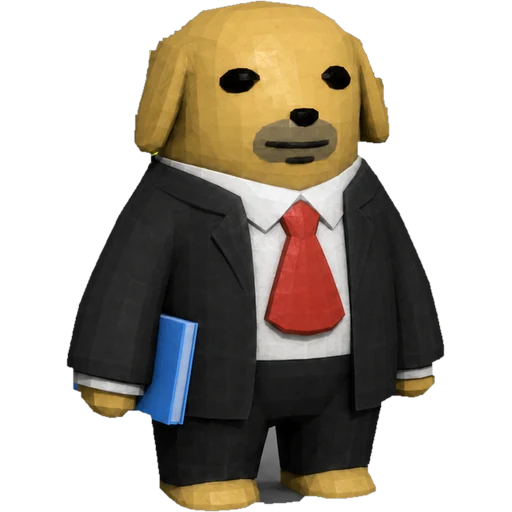 a dog in a suit holding one book